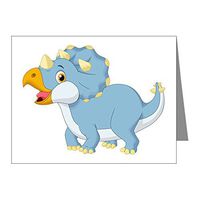 Note Cards (20 Pack) Cute Blue Triceratops Dinosaur