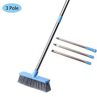 Floor Scrub Brush with Long Handle - 48" Stiff Bristle Shower Deck Brush, Long Handled Grout Scrubbing Brushes for Cleaning Tile, Bathroom, Tub, Bathtub and Patio