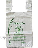 Medium Size (10"W x 5" D x 18" H) White, Plastic Shopping Bags, Thank You Printed, 18 Micron, High-Density Polyethylene (HDPE), 1000 Bags/Box