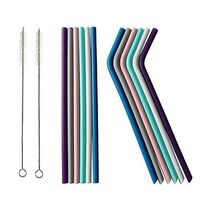 COMOOO Reusable Straws Silicone Drinking Straws Smoothie Straws With Cleaning Brushes BPA Free For Yeti/Ozark/Rtic/Tervis 20/30oz Tumblers (12 PCS-C)