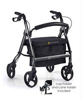 Comodità Spazio Extra Wide Heavy-Duty Rollator Walker with Comfortable 18" Wide Nylon Seat - 440 lb Weight Capacity (Metallic Graphite)