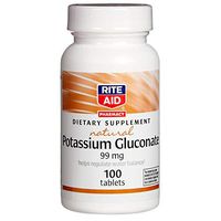 Rite Aid Natural Potassium Gluconate Tablets, 99mg - 100 Count | Potassium Supplement