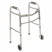 PCP Adjustable Double Release Walker with 5 Inches Wheels, Grey, Junior Size