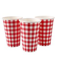Picnic Themed Disposable Paper Cups 16OZ 30PCS Traditional Gingham Checked Plaid Pattern for Family Dinner Birthday Picnic Parties Barbecue Graduation Christmas Thanksgiving New Year Eve Party