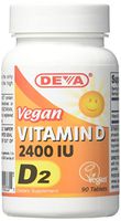 Deva Nutrition Vegan D2 Vitamin D 2400 IU, 90 Tablets (Pack of 2)