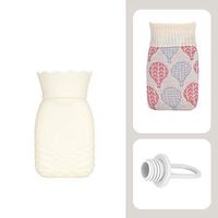 BLT25WE Hot Water Bottle for Microwave Heating, Silicone Hot Water Bag with Knit Cover for Hot & Cold Therapies, Pain Relief, Winter Warm, Gifts for Birthday Christmas Valentine's Day - 350ML White