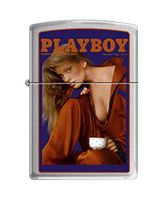 Zippo Playboy Cover February 1986 Pocket Lighter, Brushed Chrome