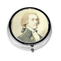 USA Founding Father Thomas Jefferson Vintage Portrait Portable Vitamin Medicine Round Pill Case, Purse Pocket Pill Boxes Organizer with 3 Compartment