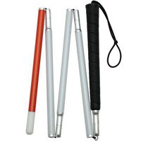 Stylish 4-Section Folding Grip White Cane, Black Handle  -Affordable Gift! Item #DHAR-9148244
