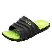 Yomiafy Men's Leisure Massage Health Slippers Outdoor Non-Slip Beach Home Shower Sandals(Green,US:10)