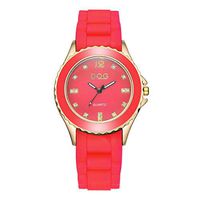 Fxbar Soft Silicone Rubber Strap Women Bracelet Watches Quartz Crystal Analog Wrist Watch Dress Watch(Red)