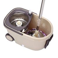 MEANIT EasyWring Microfiber Spin Mop, Bucket Floor Cleaning System (Brown)