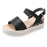 WILLTOO💞💞Wedges Shoes for Women, Summern Walking Shoes Sandals, Breathable Weave Bottom Platform Shoes Black