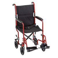 Lightweight Folding Transport Chair Wheelchair by NOVA Medical 19" Seat RED