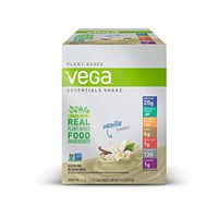 Vega Essentials Shake Vanilla (12 Count, 1.2 Oz) - Plant Based Vegan Protein Powder, Non Dairy, Gluten Free, Smooth and Creamy, Non GMO