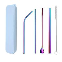 Berryhot Metal Straws Drinking Straws 21.5cm Stainless Steel Straws Reusable 4 Set - Ultra Long - Cleaning Brush for 20/30 Oz for Yeti RTIC SIC Ozark Trail Tumblers (D)