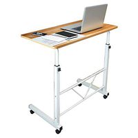 Laptop Cart, Height Adjustable Desk w/Lockable Wheels, Mobile Sofa Coffee Overbed Table for Working Studying Home Bed Side Table