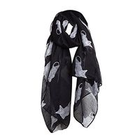 Wadonerful Wrap Shawl Women Cat Print Scarf Ladies Chiffon Winter Fall Warm Wrap Scarfs Elegant Beach Outwear Scarves Black