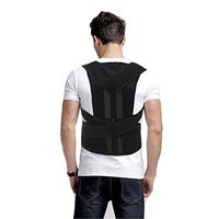 Aofeite Medical Double New Fully Adjustable Back Brace for Posture Correction and Back Pain Support- Lumbar Support – Unisex- Plus Size - 2015 Good Quality Back Support (XXL(length :52”), Black)