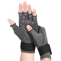 Healifty Compression Gloves - for Arthritis Copper Fit Half Finger Wrist Support Brace Adjustable - Far Infrared Heat Design, for Night Sleep, Typing, Relieve Pain（2 Pair）