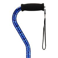 NOVA Designer Walking Cane with Offset Handle, Lightweight Adjustable Walking Stick with Carrying Strap, “Blue Waves” Design
