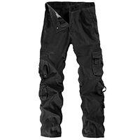 Jiayit Men's Men Cargo Work Pants Hiking Sport Holiday Cotton Multi-Pocket Overalls Outdoor Workwear Leisure Pants Cotton Trousers (34, Black)