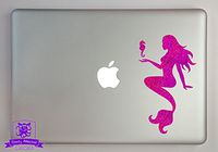 Overly Attached Decals Mermaid with Seahorse Specialty Vinyl Decal Sized to Fit A 11" Laptop - Purple Metal Flake