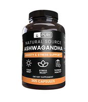 Natural Ashwagandha Root, 365 Capsules, 3 Month Supply, No Magnesium or Rice Filler, High Potency, Made in The USA, Gluten-Free, Undiluted Ashwagandha with No Additives