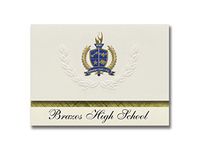 Signature Announcements Brazos High School (Waco, TX) Graduation Announcements, Presidential style, Basic package of 25 with Gold & Blue Metallic Foil seal
