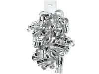 Pack Of 12, Solid Metallic Silver Curly Gift Bows 12 Strands on Hang Tab Made In USA