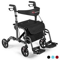 Kanizz Wheelchair w/Hand Brakes, Home Disability 300 Lbs Max Load Senior Mobility Medical Rollator Walker Aids, 24" Lightweight Medical w/Footrest, Great for Home Hospital Clinic