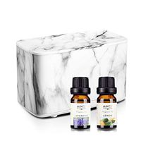 Essential Oil Diffuser with 2 Bottles Essential Oils, Gift Set Aroma Cool Mist Diffuser Humidifier Marble White 300ml with Lemon&Lavender Oil, 7 Color LED Lights Changing for Home, Office, Large Room