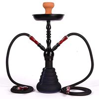 Douup 21.6'' High 2 Hoses Arab Hookah with Light, Shisha Narguile Set with Tobacco Bowl, Luxury Exquisite 2 Pipes Hookah, Shisha Smoking Party Set, 3 Color Optional,Black