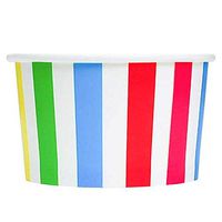 [50 Count] Rainbow Paper Ice Cream Cups - 4 oz Striped Dessert Bowls - Comes In Many Colors & Sizes! Frozen Dessert Supplies