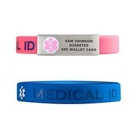 Divoti Deep Custom Laser Engraved Silicone Sport Medical Alert ID Bracelet- Lightweight/Simple/Easy/Comfortable-Pink w/Free Engraving -PB -8.0"