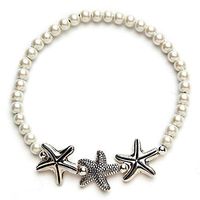 White Starfish Magnetic Stretch Bracelet (7.5")