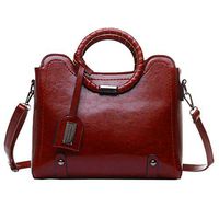 Womens Vintage Handbag Shoulder Bags Ladies Designer Top Handle Satchel Leather Purses Cosmetic Messenger Bag (Wine, One)