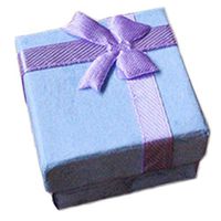 Outflower 5pcs 4x4cm Exquisite Bowknot Ring Box Earrings Case Small Gift Box High Hardness Purple
