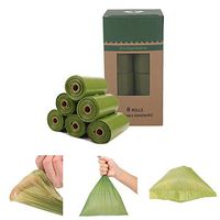 Sundlight Small Trash Bags 8 Rolls Biodegradable Garbage Bags Unscented Leak Proof Compostable Bags Wastebasket Liners for Office,Home,Bathroom, Bedroom,Car,Kitchen,Pet（Green）