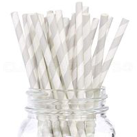 CleverDelights Biodegradable Paper Straws - Gray Stripe - Box of 100
