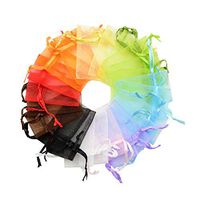 MOOCA 48Pcs Organza Gift Bags with Drawstring (1 3/4 x 2 Inches, Mixed Color)