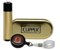 Clipper Full Metal Black & Gold Lighters with 1 RPD Lighter Lasso- Gold