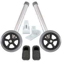 Vive Walker Wheels and Ski Glides - Replacement Feet - Accessories Parts Set for Folding Medical Walkers - Universal Front, Back Stability Safety Wheel - Includes 2 Glide Tips, Two 5 Inch Rubber Wheel