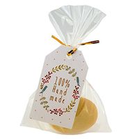 Flat Cellophane Bags with Wreath Flower Frame 100% Hand Made Gift Tags for Gift Packaging, Pack of 48 (10x15cm)