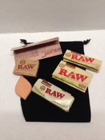Bundle Raw Organic1 1/ 4+Raw Single Wide Rolling Papers,Raw Metal Case,Scoop Card, HydraStone