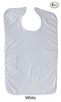 Adult Terry Cloth Bib with Velcro Closure Size 18 X 30-6 Pack (White)
