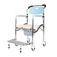 ZXY-NAN Bathroom Wheelchairs Folding Shower Chair Bath Stool Elderly Wheeled Commode Potty Toilet Chair with Padded Seat and Back,Wheelchair Bath Bench Moving Toilet Bathing Aid Bath Stool,Bathroom