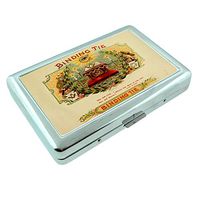 Vintage Cigar Box Poster S11 Silver Cigarette Case Metal Wallet Id Holder King & 100's 4" X 2.75" RFID Protection