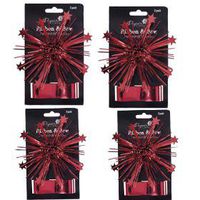 Gift Wrap Bows and Curling Ribbon PaperCraft 4 Pack (Red)