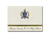 Signature Announcements Morgan County R-I High School (Stover, MO) Graduation Announcements, Presidential style, Basic package of 25 with Gold & Blue Metallic Foil seal